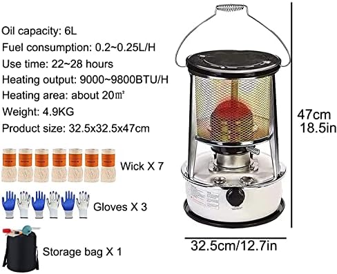 Kerosene Stove Heater with Storage Bag and 7 Spare Wicks