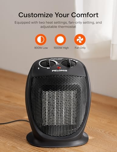 PELONIS PHTA1ABB 1500W Space Heater with Fan Quiet Safe