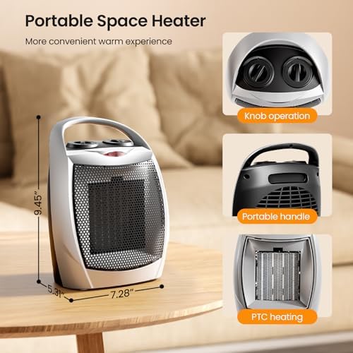 Kismile 750W1500W Portable Electric Space Heater with Fan and Adjustable Thermostat 1