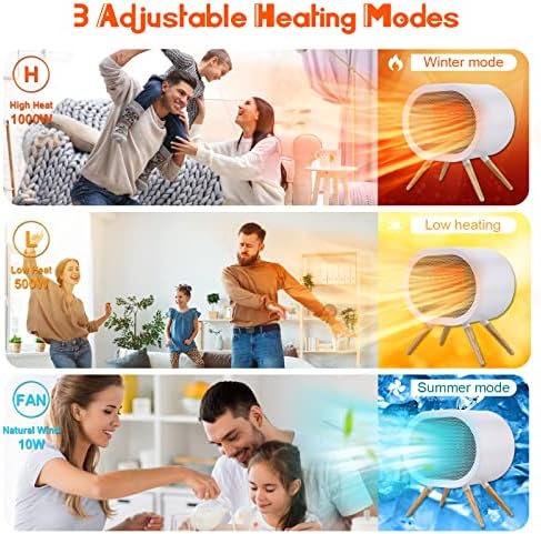 FEASYD 1000W Electric Space Heater with 3 Modes