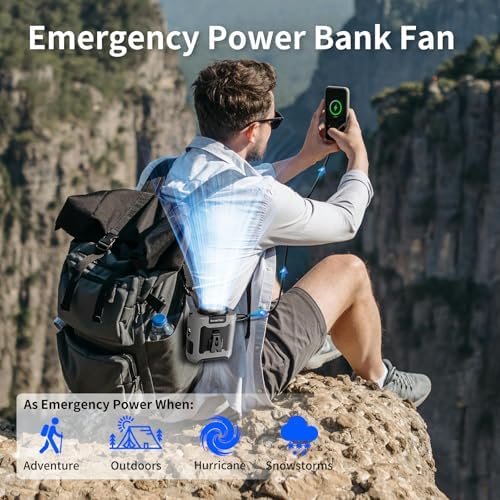 Socool 10000mAh Portable Waist Fan with 5 Speeds and Flashlight