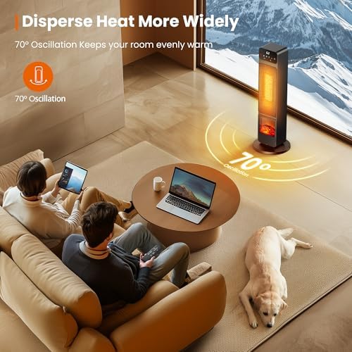 Riseon 1500W Electric Fireplace Heater with Remote Child Lock and 3D Flame