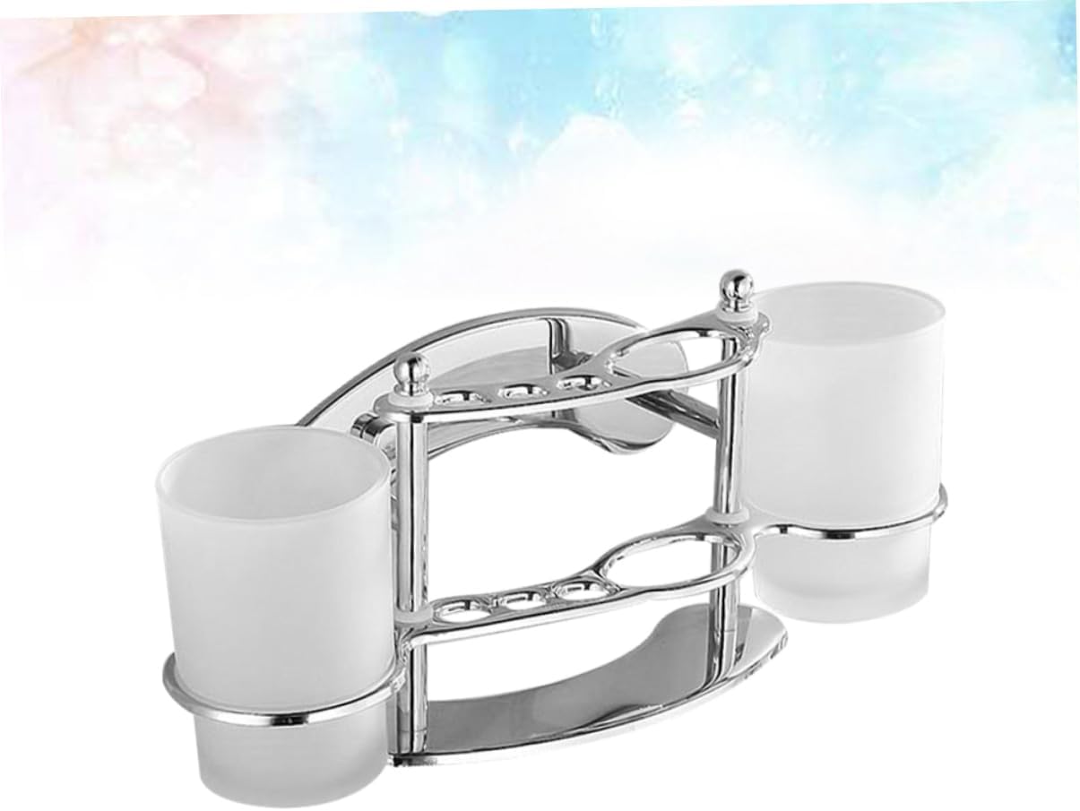 Stainless Steel Wall Mounted Toothbrush and Gargle Cup Holder