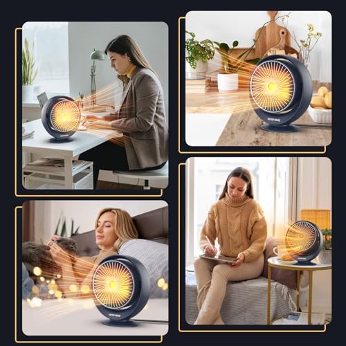 Bubbacare 1200W Electric Desk Heater with 2 Heat Settings