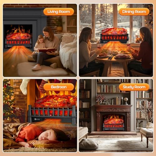 Riseon Electric Fireplace Logs Heater with Remote