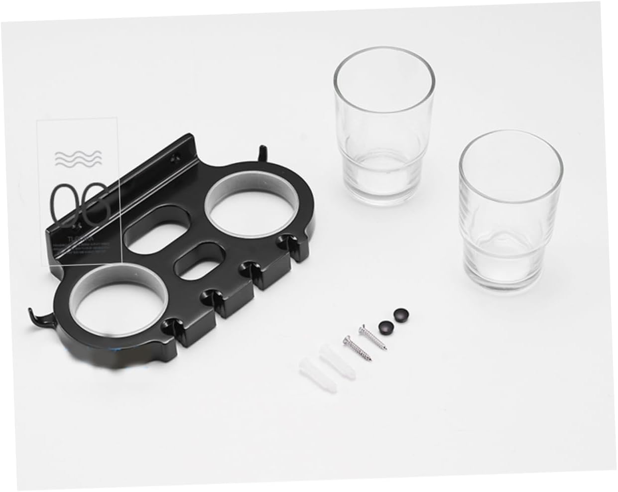 Cabilock Aluminum Toothbrush Rack with 2 Cups Easy Install