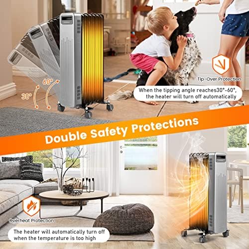 COSTWAY 1500W Oil Filled Radiator Heater with 3 Heat Levels