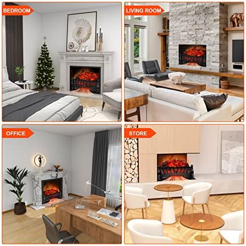 Riseon Electric Fireplace Logs with Remote Control 5 Flame Levels
