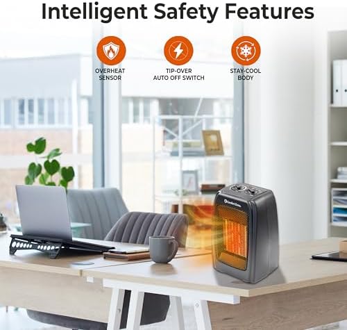 Comfort Zone CZ442E Ceramic Heater - 1500W Portable with Thermostat