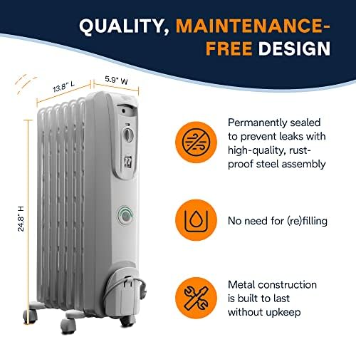 DeLonghi 1500W Oil Filled Radiator Heater with ComfortTemp