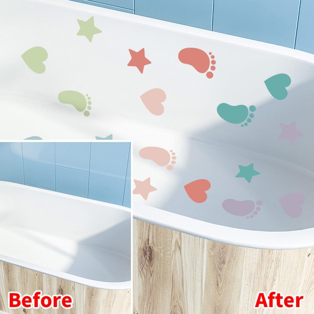 HOMSFOU Non-Slip Bathtub Stickers 6 Sheets PVC Design