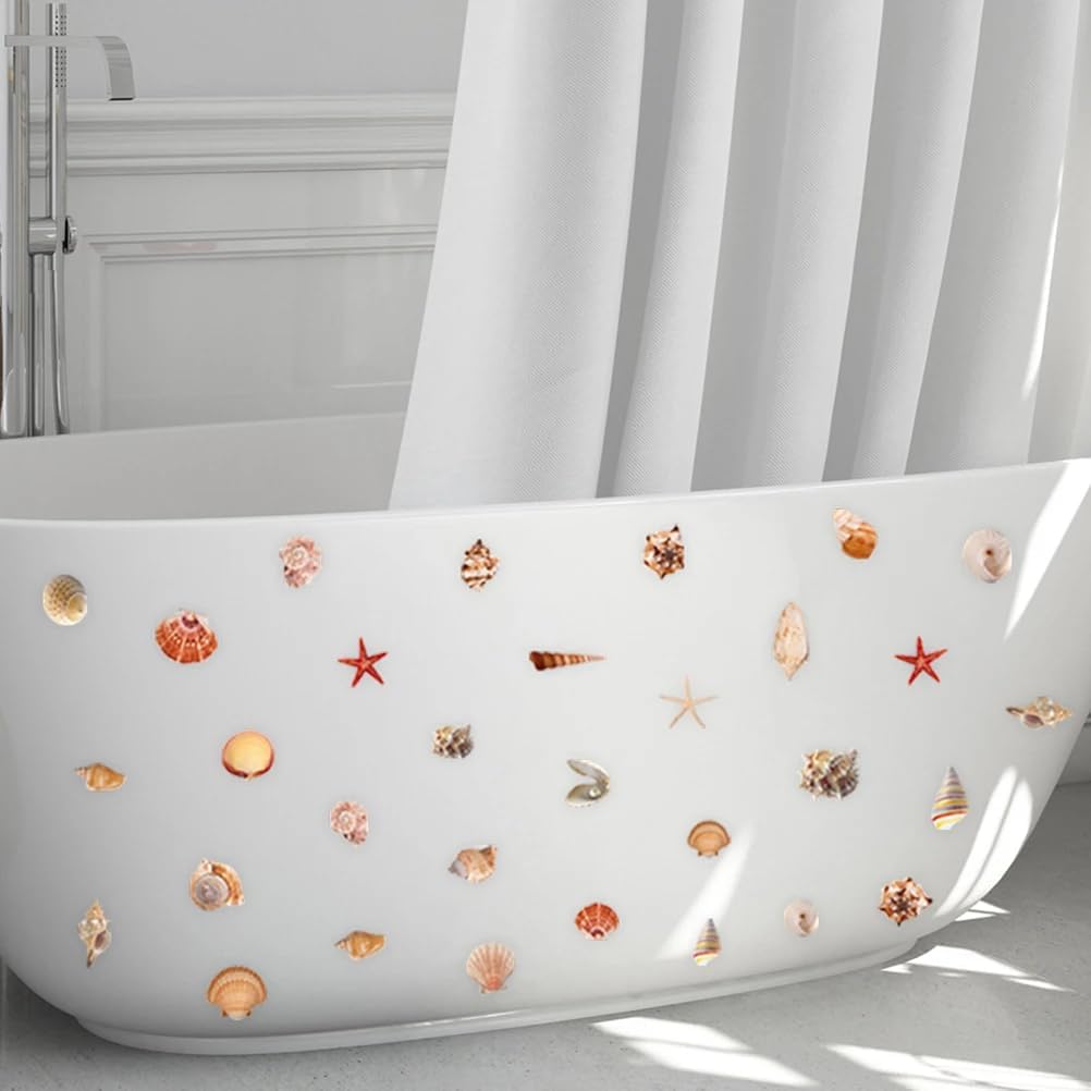 LUOZZY 6 Sheets Non-Slip Bathtub Stickers with Sea Shell Design