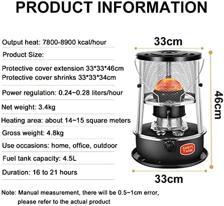 MMLeYN Kerosene Heater Stove with Adjustable Height and Flame Control
