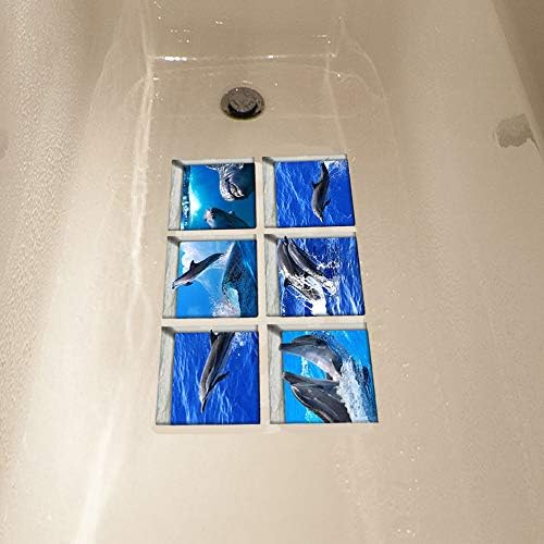 AILEGOU 3D Non-Slip Bathtub Stickers with Dolphins - 6 Pieces