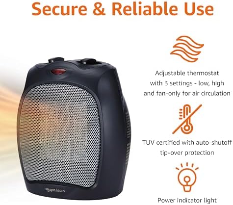 Amazon Basics 1500W Ceramic Space Heater with Safety Features