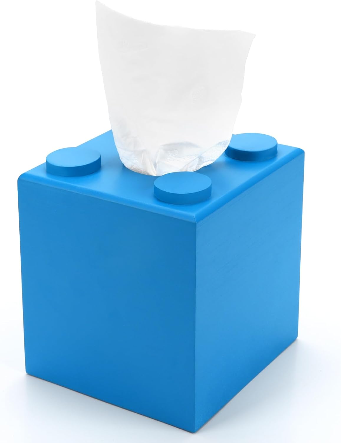 CypherX Blue Wood Tissue Box Cover with Slide-Out Bottom