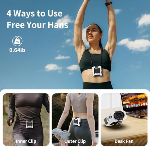 Socool 10000mAh Portable Waist Fan with 5 Speeds Flashlight