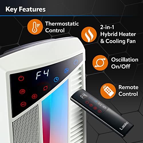 Lasko Oscillating Fan and Heater with Remote 375 Inches White