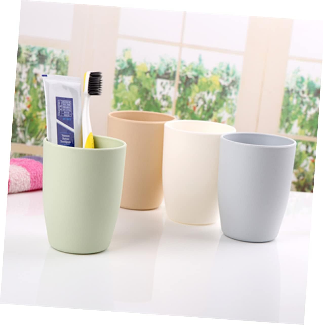 Hemoton Lightweight Stackable Tumbler Cup Green Toothbrush Holder