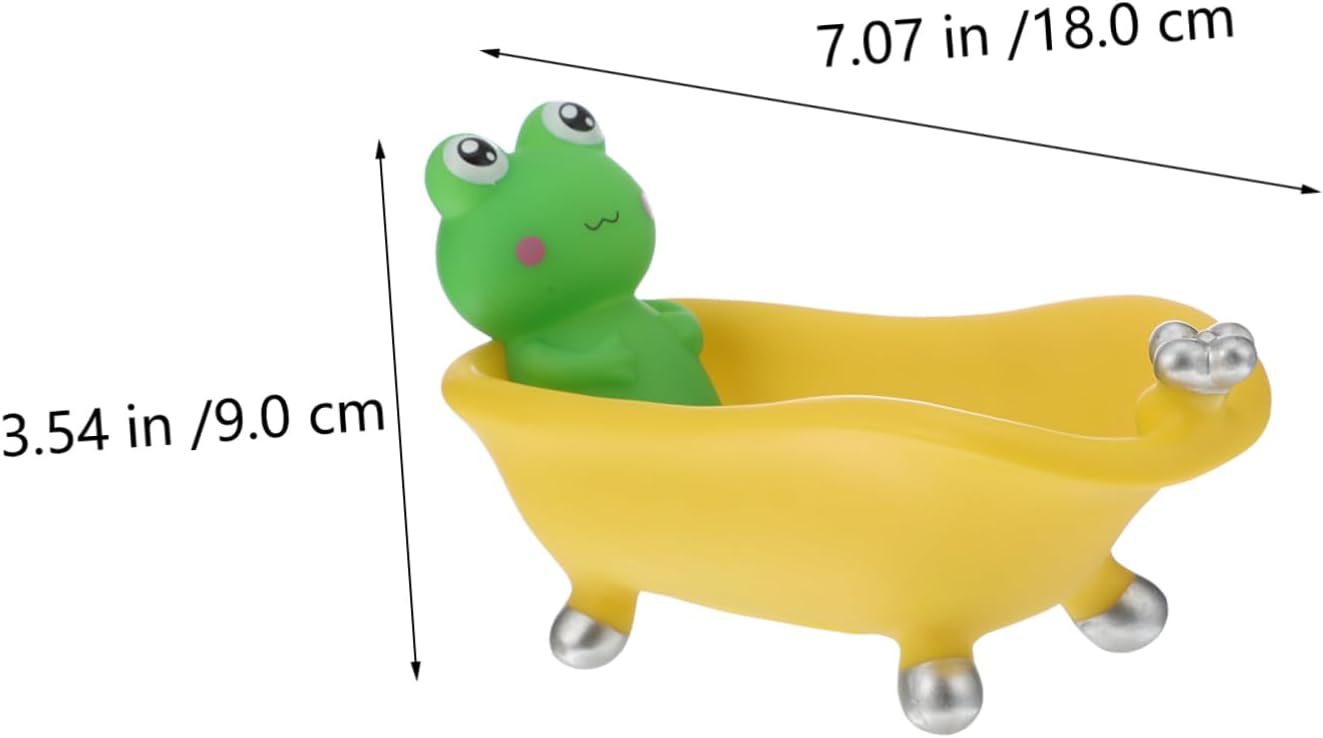 LIFKOME Cartoon Frog Soap Dish Tray Self Draining Vinyl Holder for Bathroom