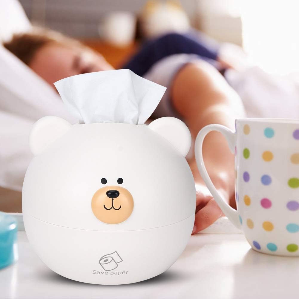 HERCHR Round Bear Head Tissue Box Cover