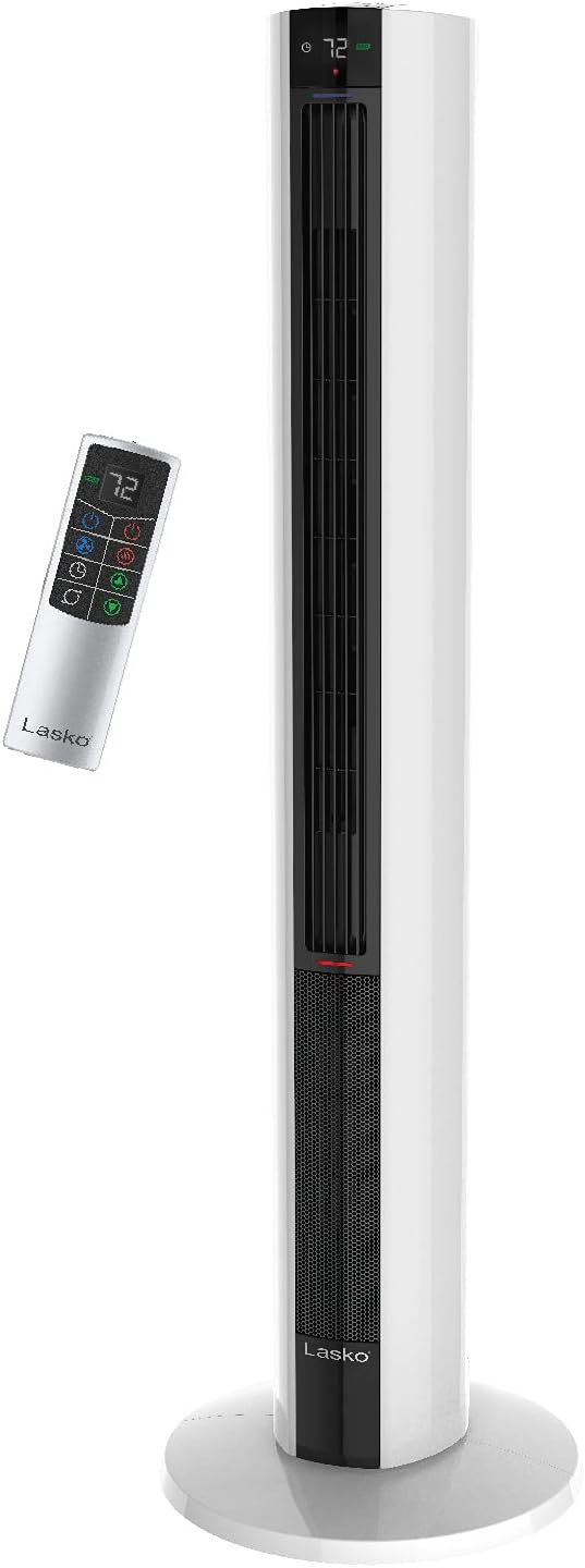 Lasko 1500 Watt 4 Speed Quiet Bladeless Tower Fan and Space Heater White