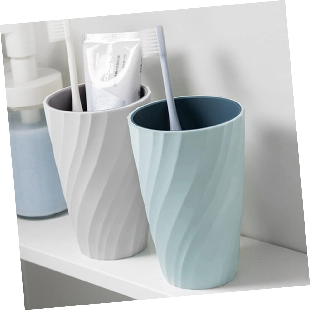 BRIGHTFUFU 2pcs Double Layer Toothbrush Cup
