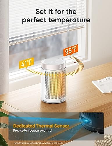 Dreo Space Heater with Thermostat Remote 1500W PTC Ceramic 5 Modes 12H Timer