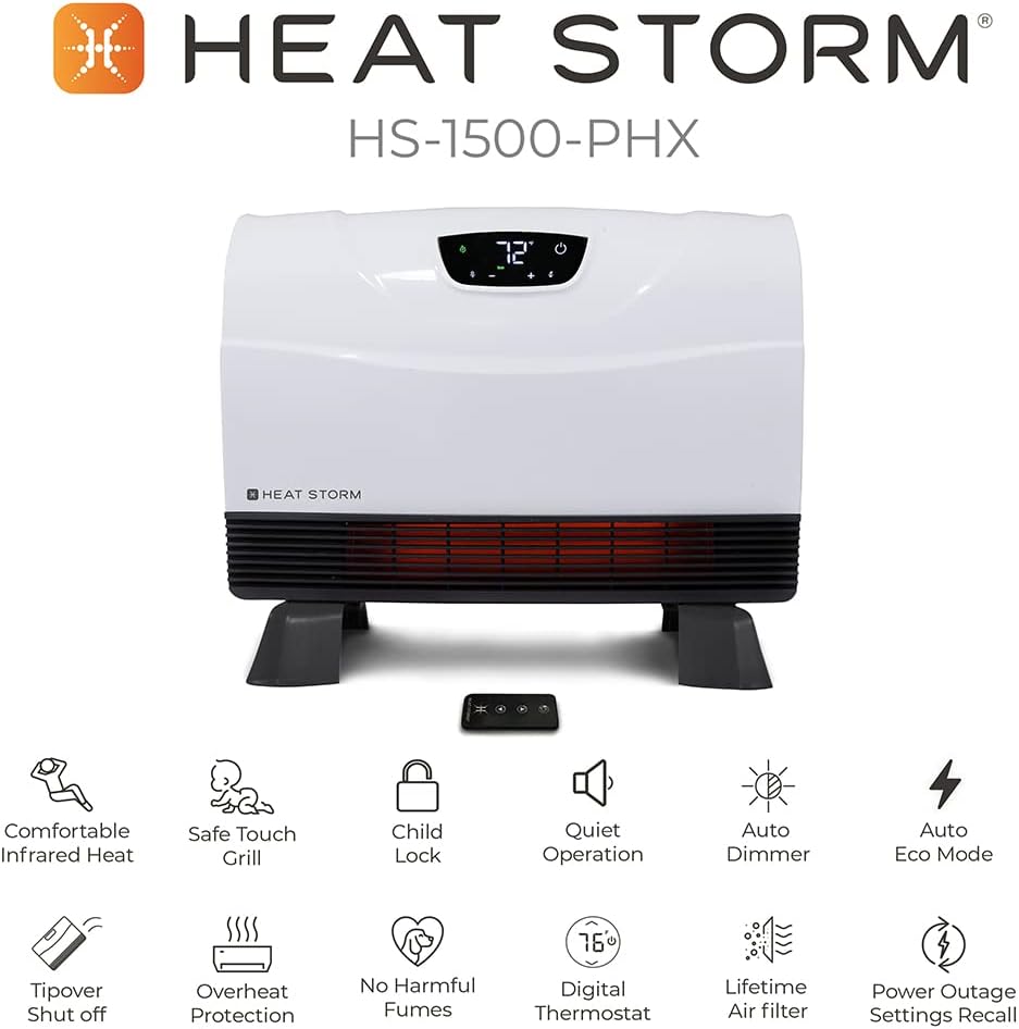 Heat Storm Phoenix Infrared Heater - 1500W 5200BTU with Remote Control
