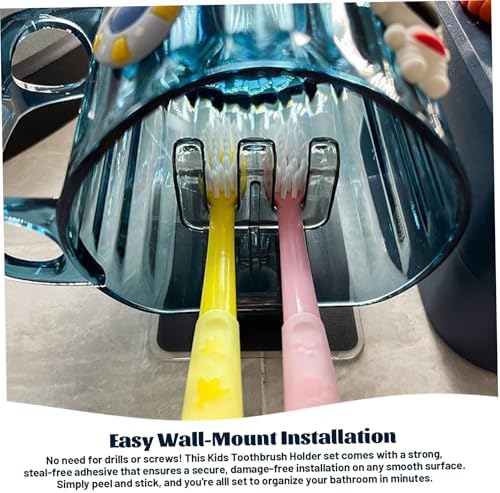 ESiiFuu Wall Toothbrush Holder Set with Cosmonaut Theme