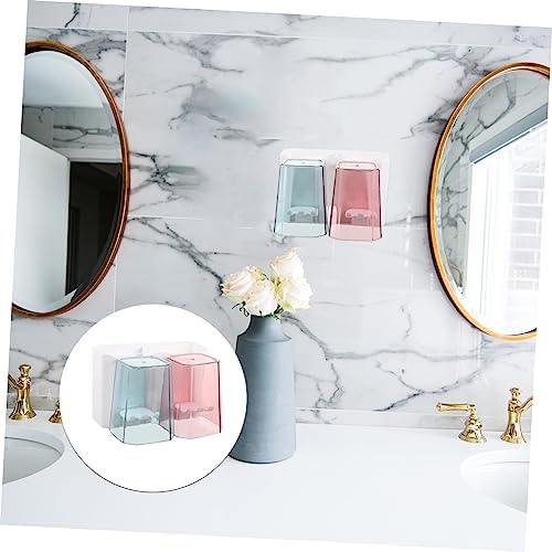 1 Set Wall Mounted Bathroom Storage Rack with Cups and Toothbrush Holder