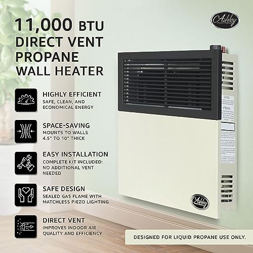 Ashley Hearth 11000 BTU Propane Wall Heater with Piezo Ignition Safety Pilot Cream