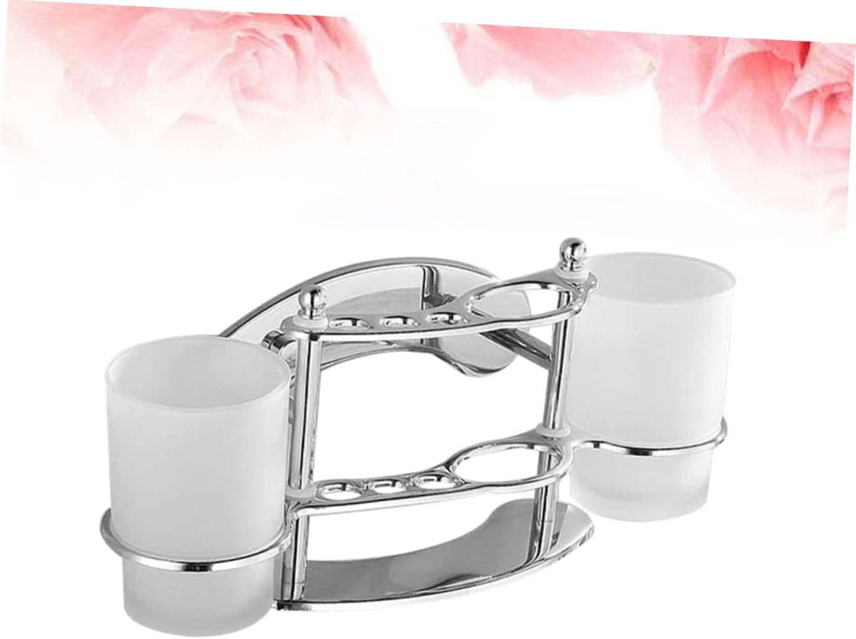 Stainless Steel Toothbrush Holder with Gargle Cup 1