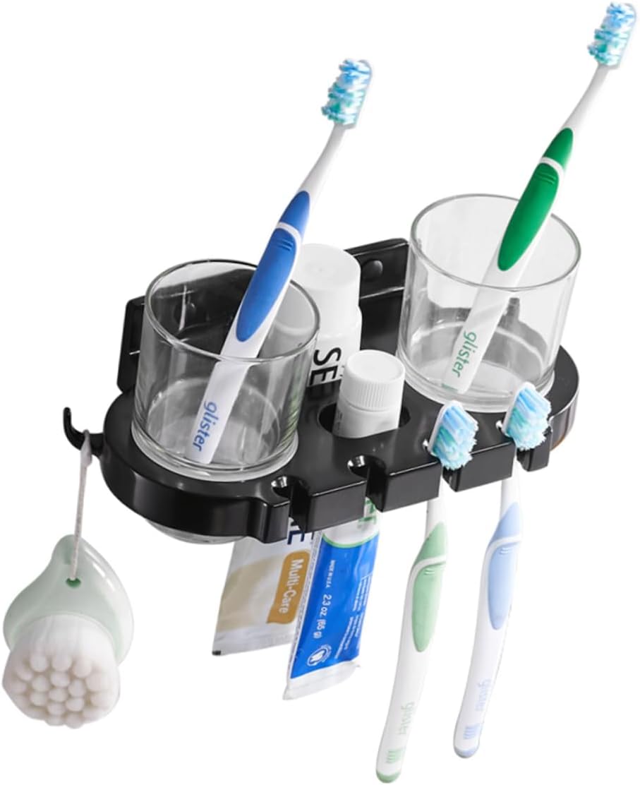 ABOOFAN Punch Toothbrush Holder with Hooks
