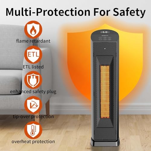 QOWETU 70 Oscillating Electric Heater with Remote Control