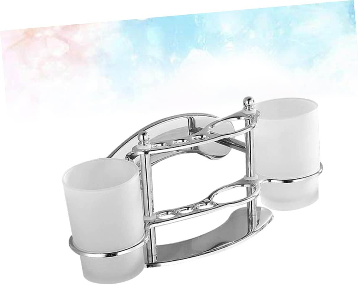 PRETYZOOM Wall-Mounted Toothbrush Holder with Gargle Cup 1