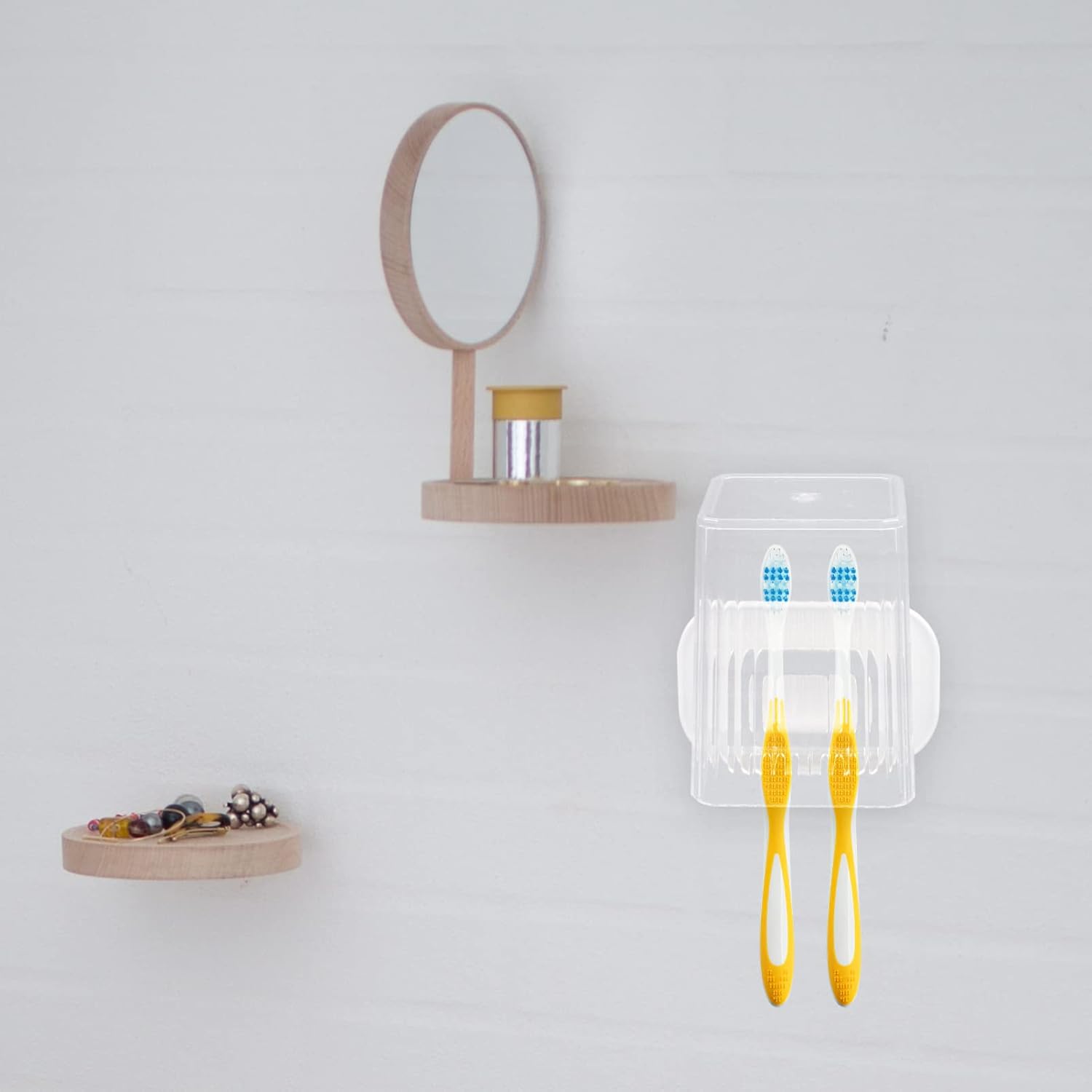 HOLIDYOYO 1set Wall Mounted Toothbrush Holder Set