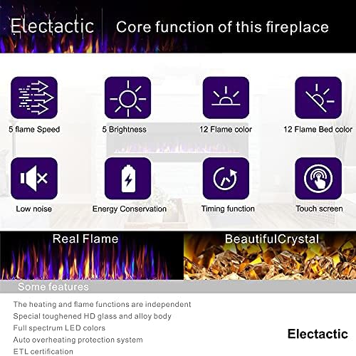 60 Inch Electric Fireplace with Timer and Remote Control