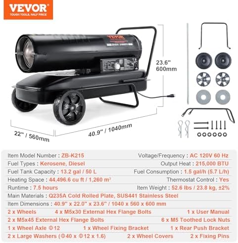 VEVOR Kerosene Forced Air Heater 215000BTU 1