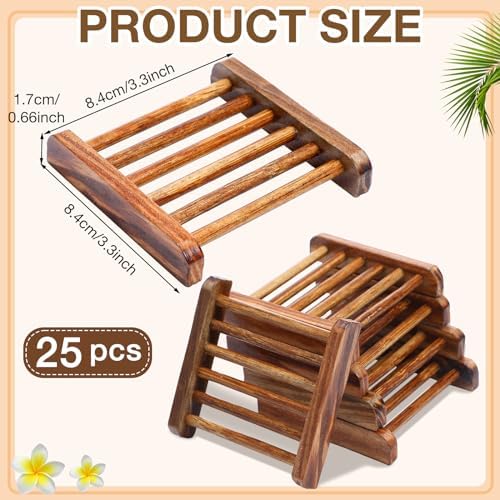 Amyhill 25 Pcs Bamboo Soap Dish for Bathroom
