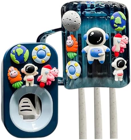 ESiiFuu Wall Toothbrush Holder Set with Cosmonaut Theme