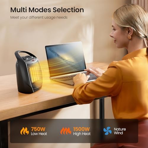 Kismile 750W 1500W Ceramic Space Heater with Fan
