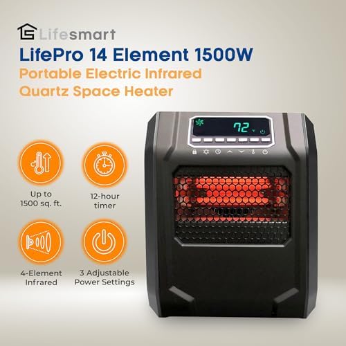 LifeSmart Infrared Quartz Space Heater 1500W Black