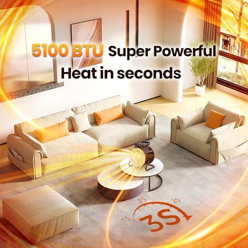 Riseon 1500W Electric Outdoor Heater with Remote Control and 3 Modes
