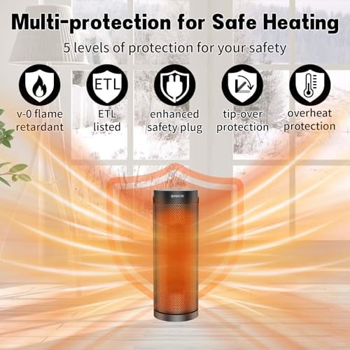 QOWETU 1500W Quiet PTC Ceramic Space Heater with Remote