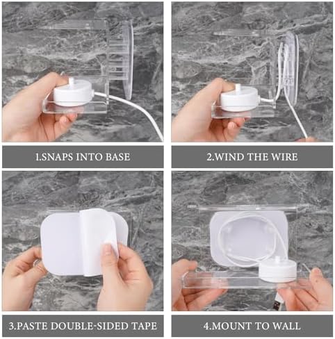 Electric Toothbrush Holder Wall Mounted with 2 Chargers and Cable Organizer