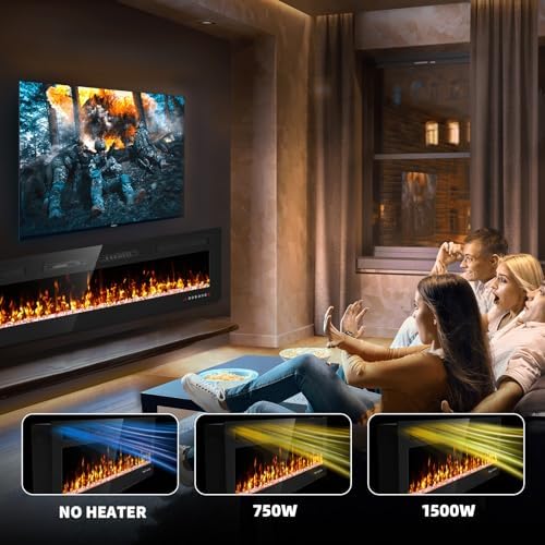 72 Inch Ultra Thin Electric Fireplace with Remote and Touch Screen