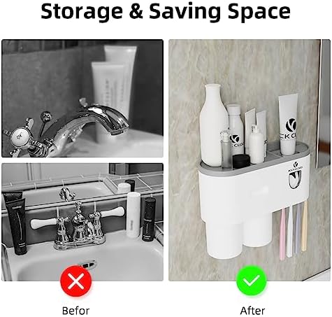 ROCK CLOUD Wall Toothbrush Holder with Toothpaste Dispenser
