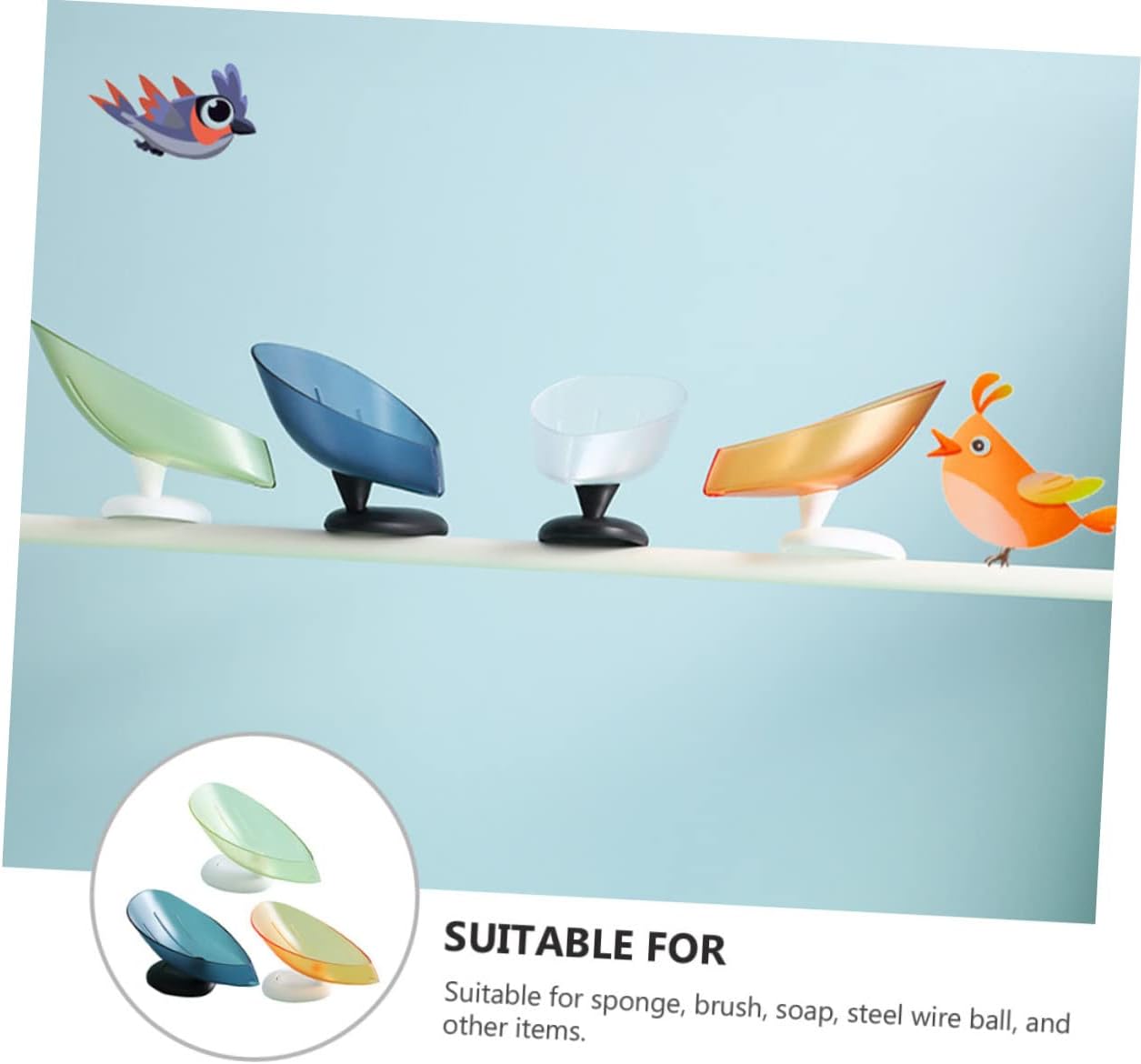 HAKIDZEL 3Pcs Soap Dish Holder with Suction Cup and Draining Design