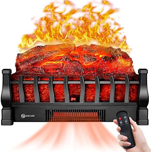Riseon Electric Fireplace Logs with Remote Control 5 Flame Levels